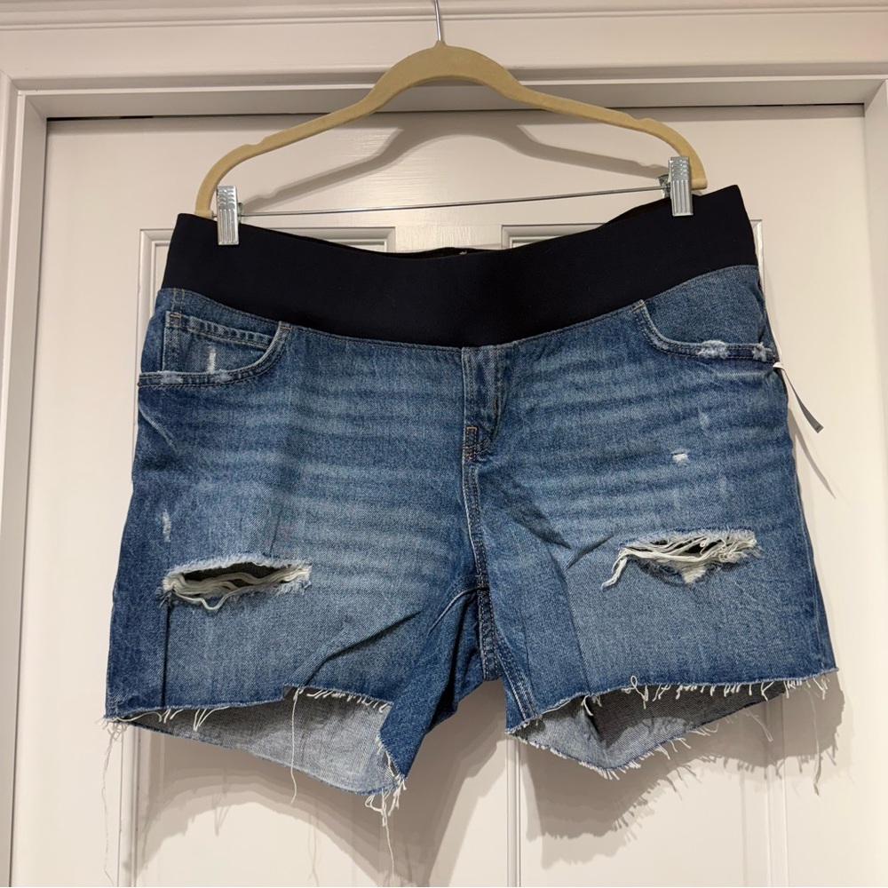 Old Navy Blue Distressed Jean Shorts Maternity Size 14 New with Tags